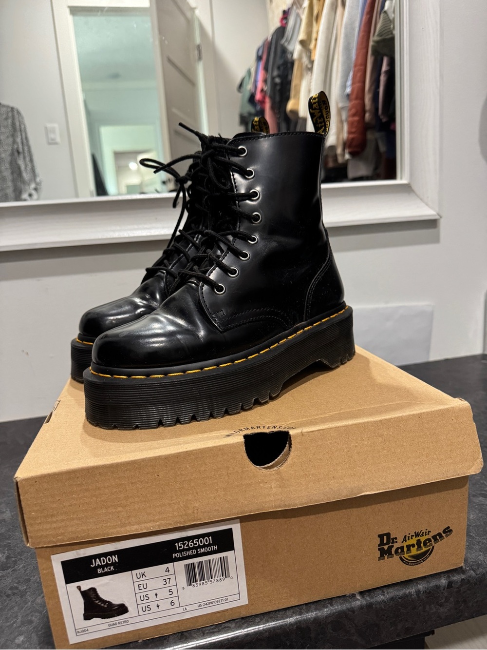 Dr. Martens Black Lace-Up Platform Boots